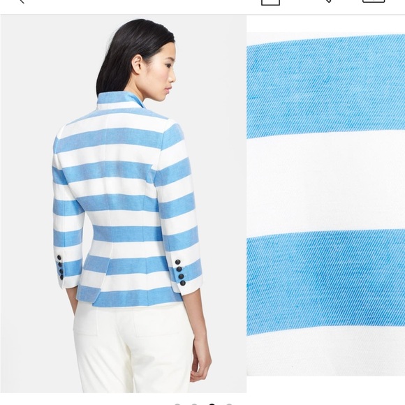 Smythe Spring Crossover Linien Blend Blazer Awning Stripe Blue White - Picture 3 of 4